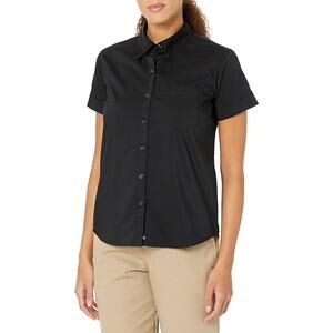 Dickies Womens XL Black Short Sleeve Button Down PolyCotton Collared Work Shirt